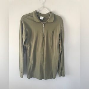 Father Sons Olive Green Long Sleeve Zip Polo Shirt - Size L